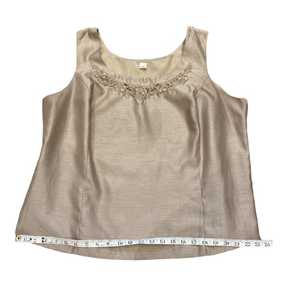 BLOUSE Sleeveless Sz 20W Beige Silk-look Side Zip Mother of the Bride - Picture 7 of 13